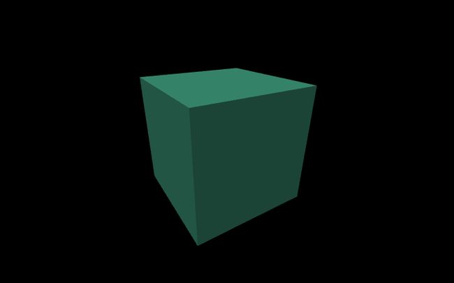 Se ve un cubo verde en 3D