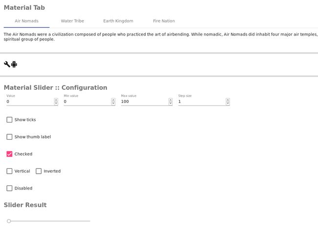 Tabs, checkboxes y radio en Angular material
